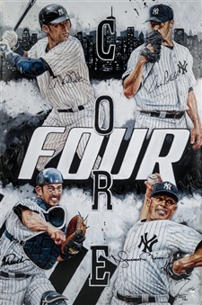 New York Yankees Core 4 Stretched Canvas Signed By Jeter,Rivera,Pettitte and Posada (PSA/DNA)